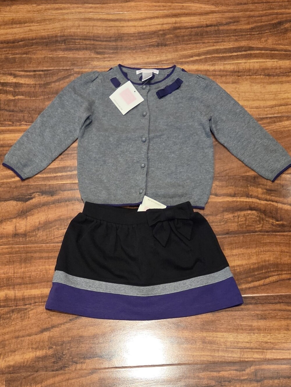 Janie and Jack NWT 18-24 Months Gray Cardigan and Colorblock Ponte Skirt